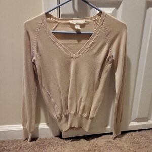 Forever 21 Cream V-Neck Lightweight Women's Sweater